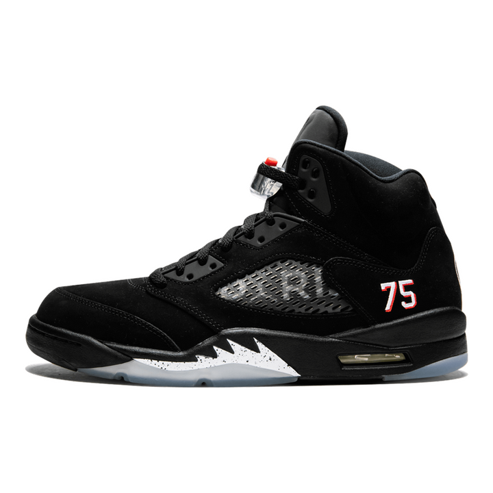 Air Jordan 5 Retro BCFC PSG Sneaker – Schwarzes Nubuk, Kultiges Design